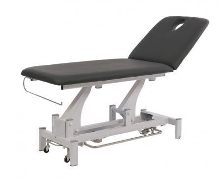 Massage- und Physioliege „Physio 2“, 1 Motor – Seitenansicht mit Kopfkissen und Gesichtsausschnitt