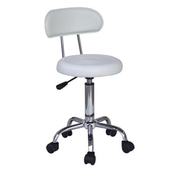 Arbeitshocker weiss mit Rückenlehne Arbeitshocker weiss mit Rückenlehne