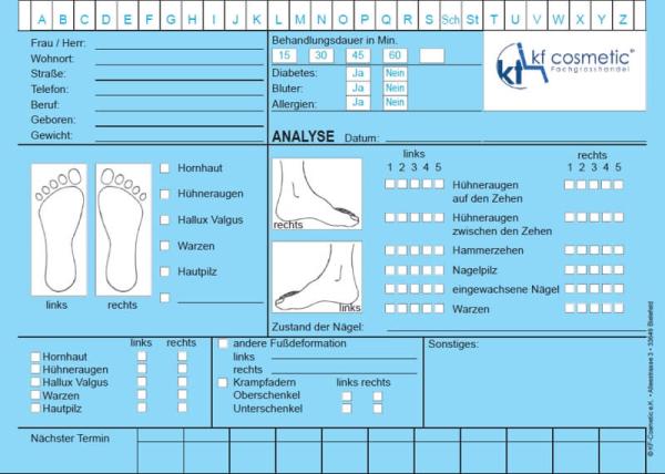 Fußpflegekarte (Karteikarten 50 Stück) DIN A5